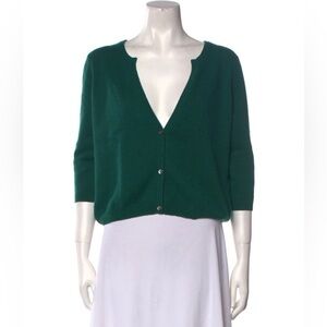Piazza Sempione Cashmere Green V-Neck Button Front Cardigan Sweater Sz IT48 US12